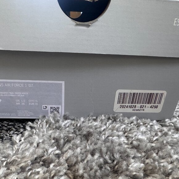 Nike Air Force 1 Low White Washed Teal DD8959-101 Women's Size 7 - Picture 7 of 7